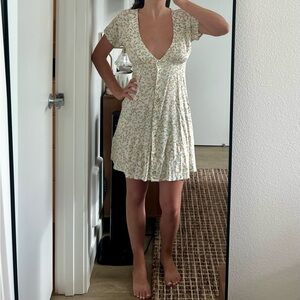 Floral Off-white Button-Front Dress